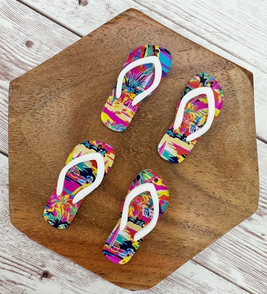 Tropical Beach Print Flip Flop Acrylic Earring Blanks, DIY Jewelry Making