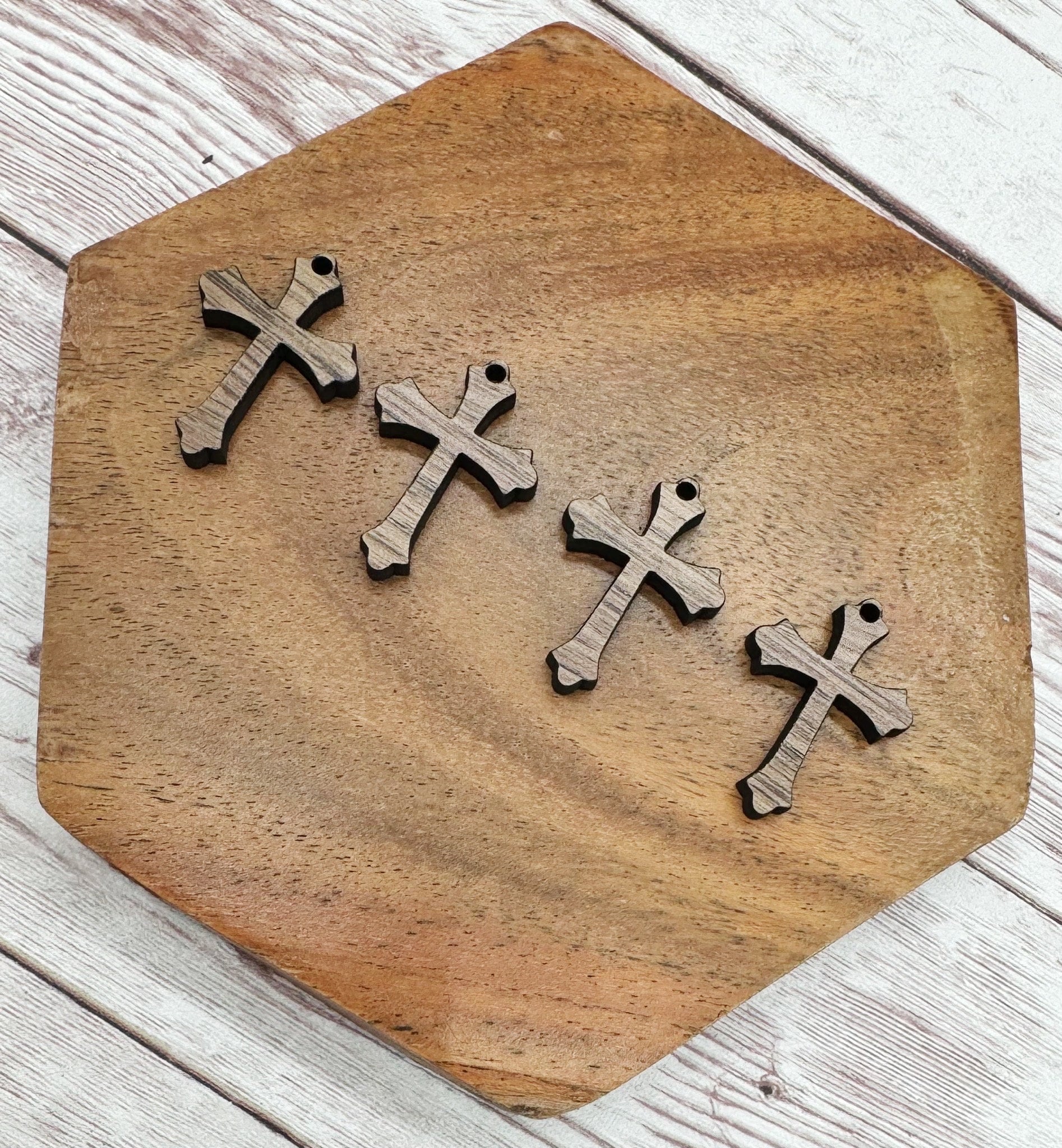 Set of 2 Pair Mini Wood Cross Earring Blanks DIY Jewelry Making