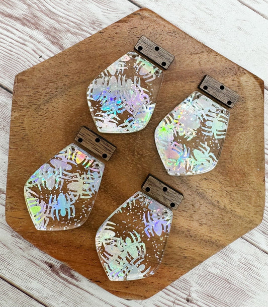 Holographic Glitter Spider Acrylic and Wood Set Halloween Earring Blank Set, DIY Jewelry Making